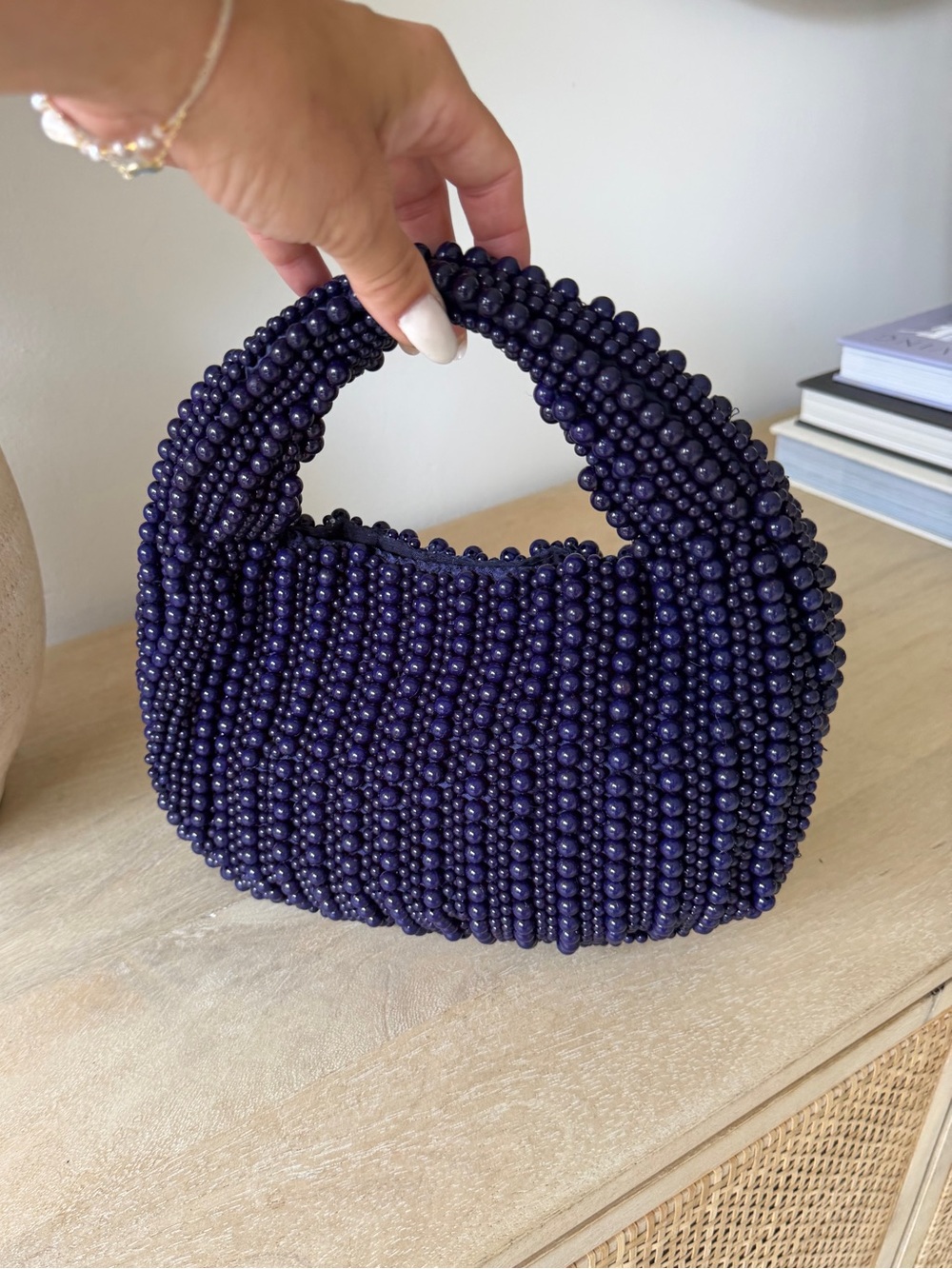 Beaded Mini Handbag in Deep Navy - Women Bags
